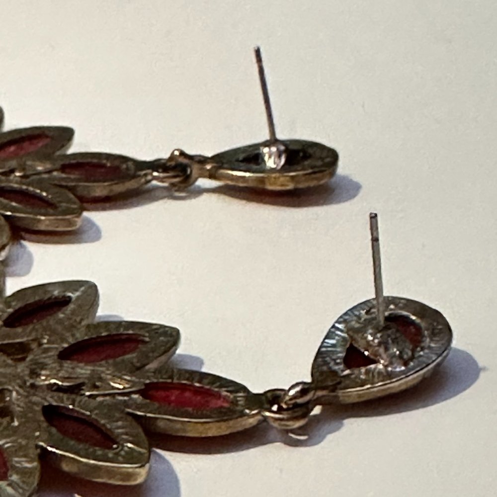 Orange Flower Pattern Dangle Drop Earring - image 4